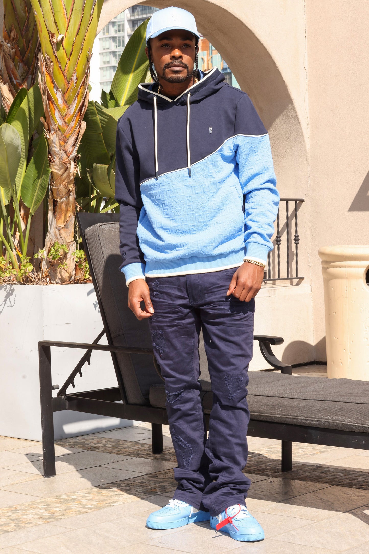 M4332 Bianchi Jacquard Hoodie - Navy