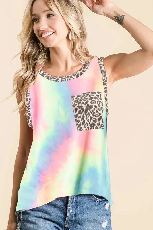Tank Top - Tie Dye Leopard - Casual & Soft