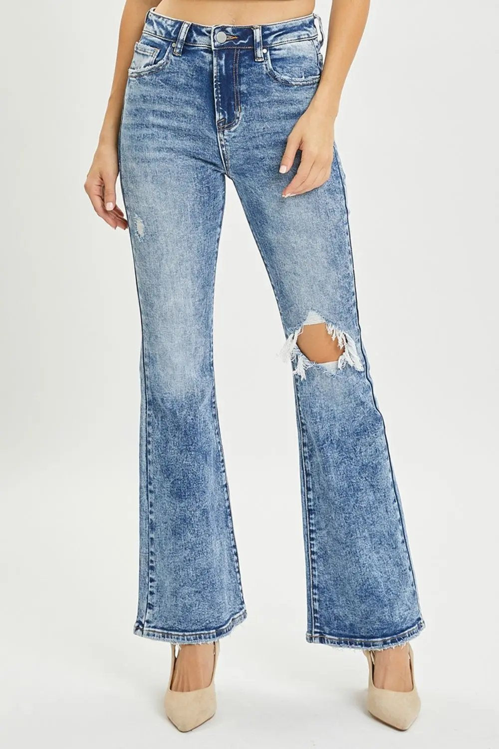 Trendsi High Rise Distressed Flares Women's Jeans: USA Shipped, Trendy