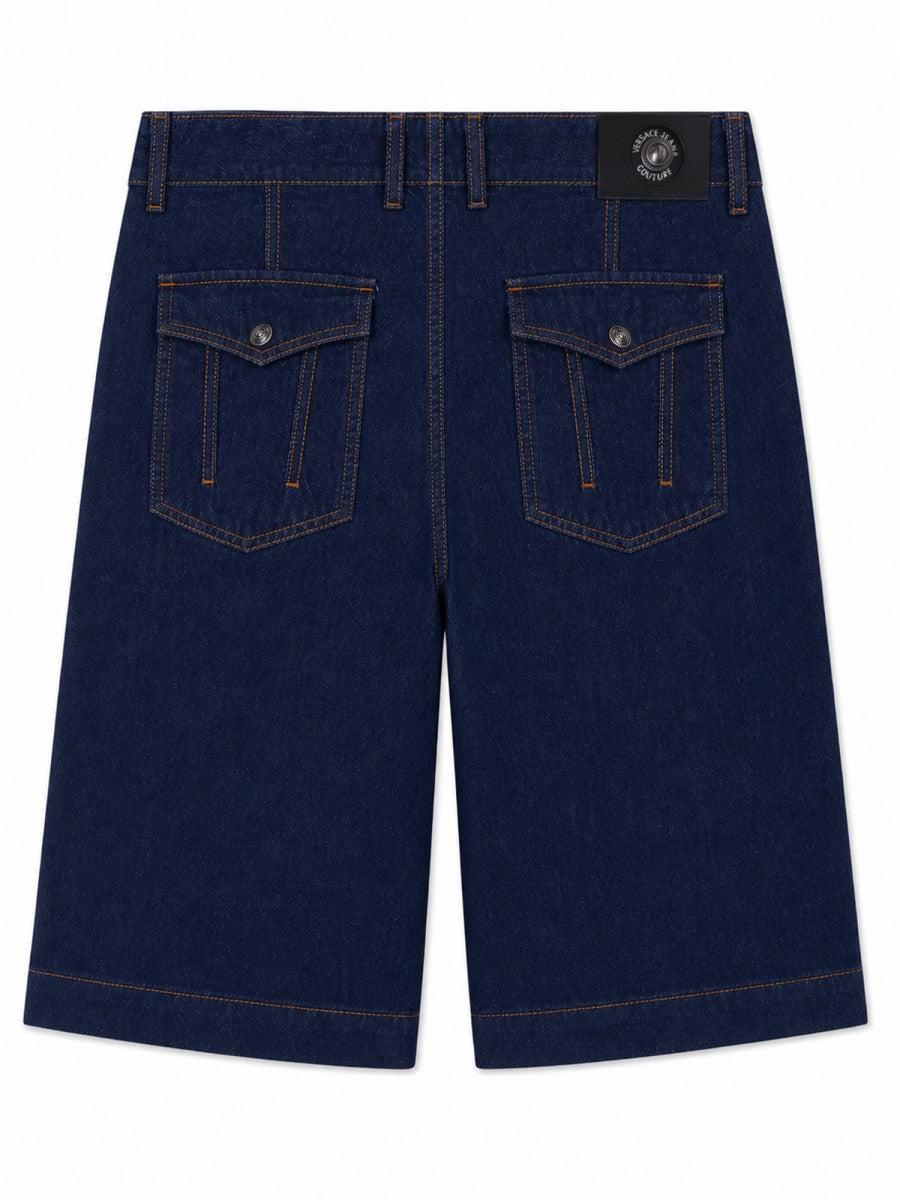 Wide Denim Shorts in Dark Rinse