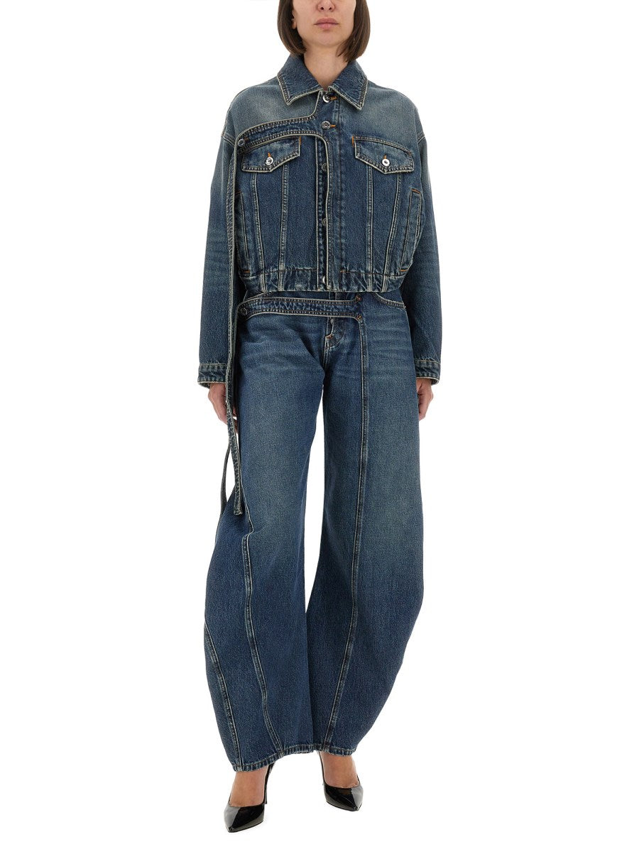 Oversized Denim Jacket with Waistband Hem