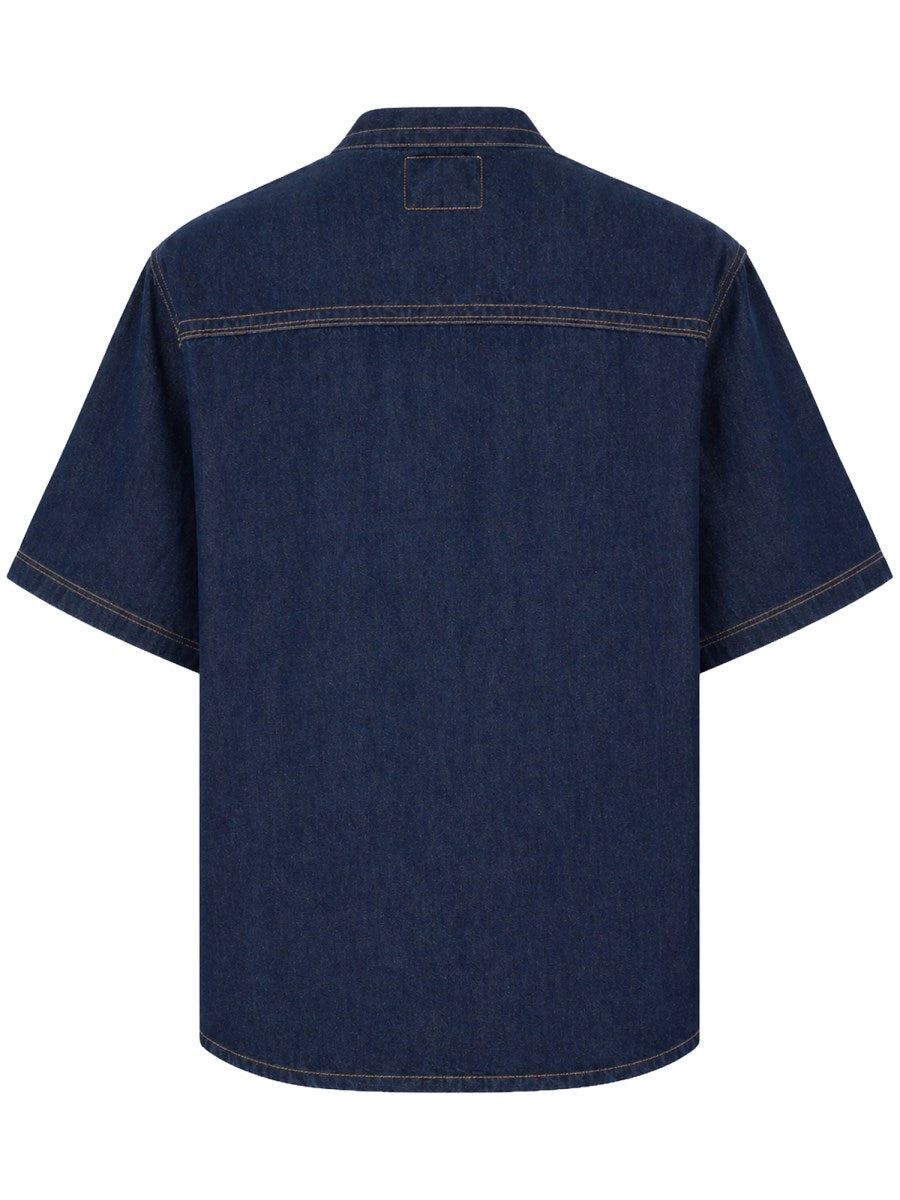 Short-Sleeve Denim Shirt with Logo