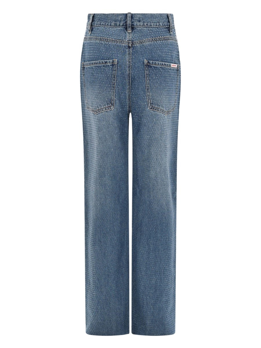 Wide Jeans with Rhinestones