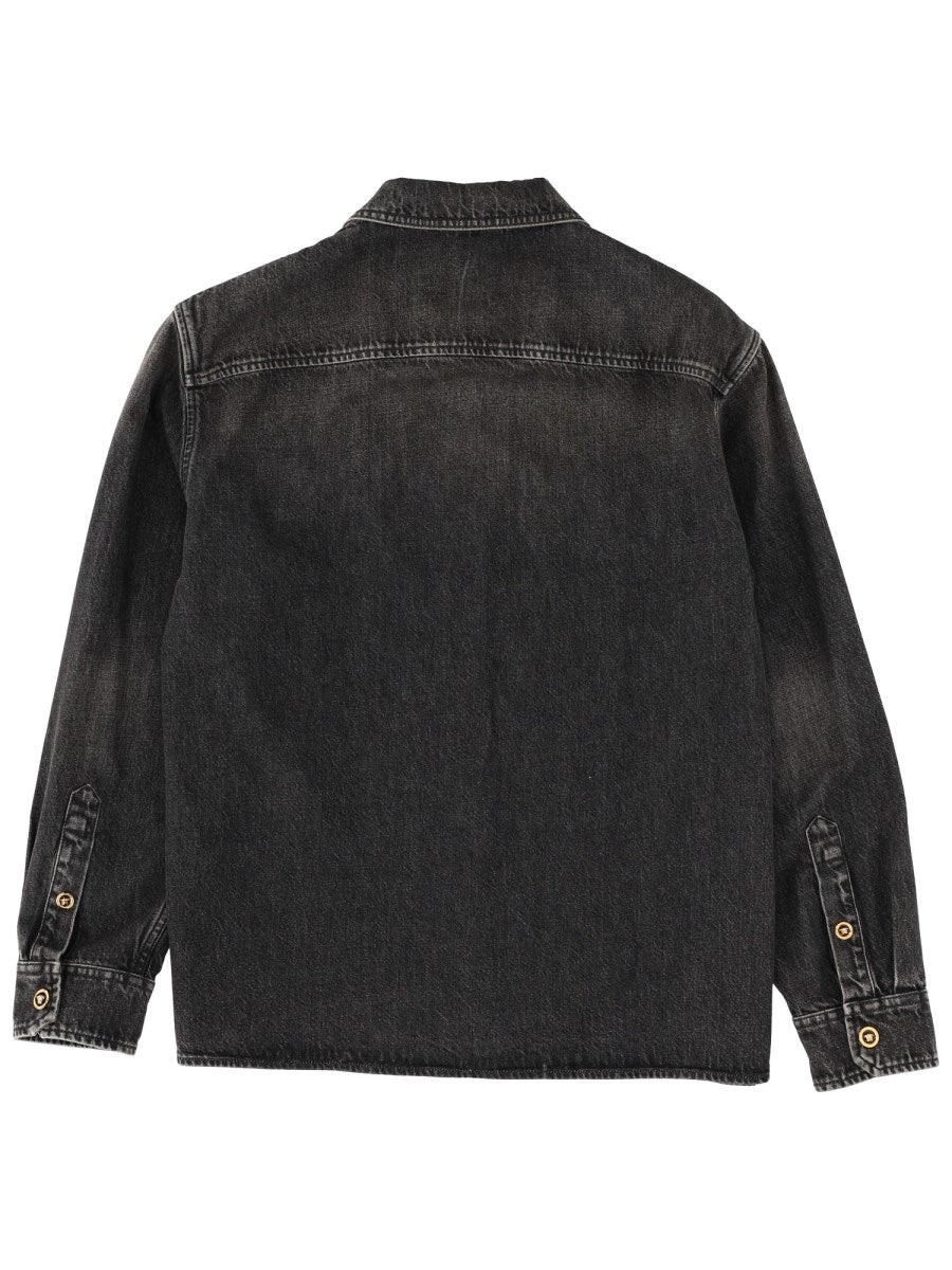Zip Denim Jacket in Washed Black