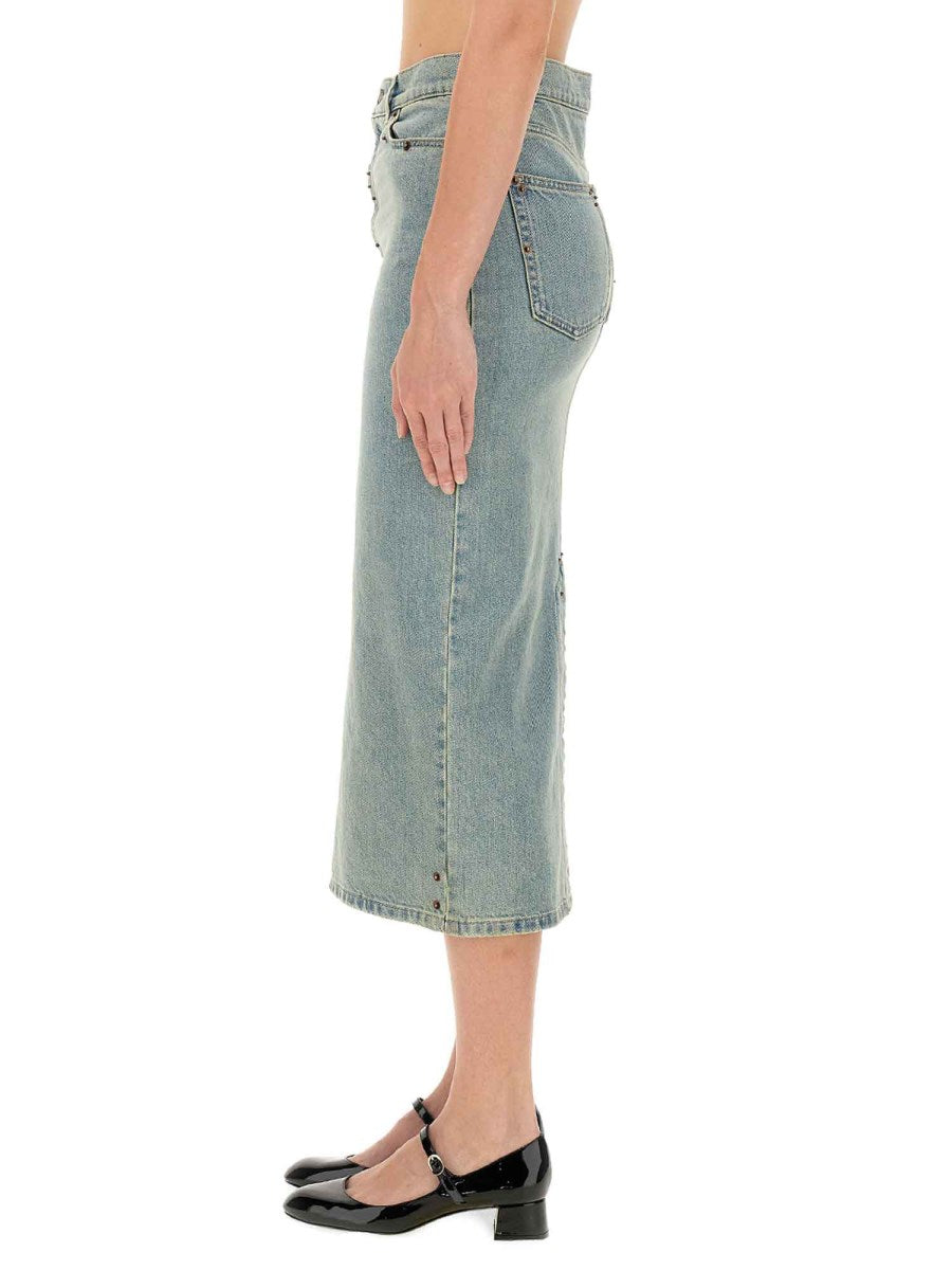 Embellished Denim Pencil Skirt