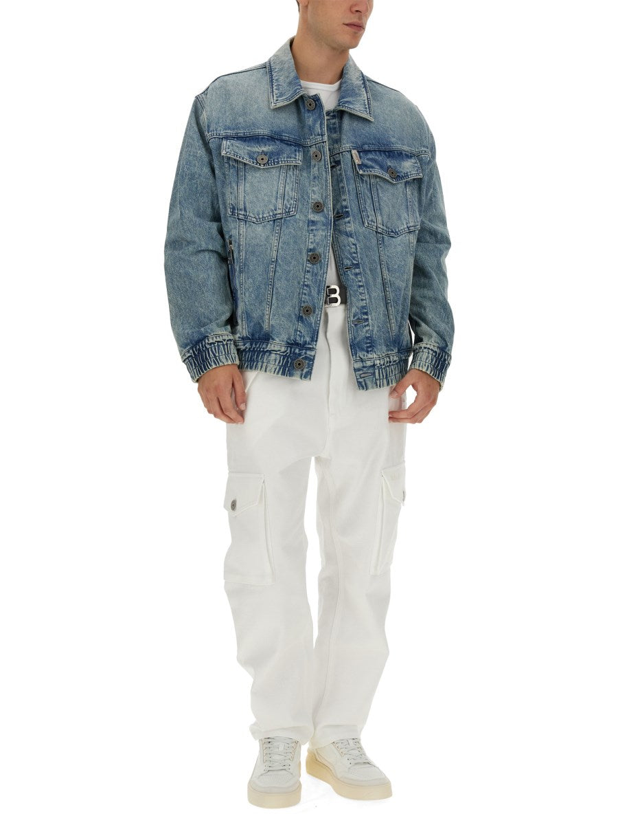 Washed Denim Jacket with Zip Pockets