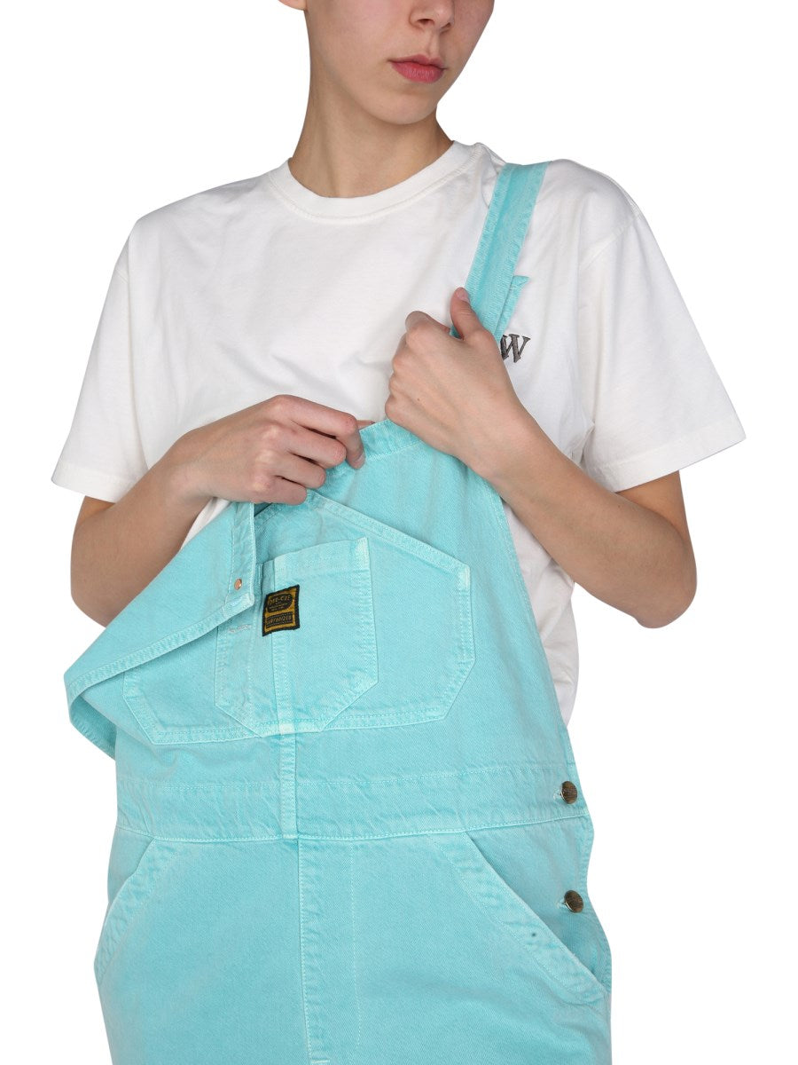 Denim Overalls in Aqua