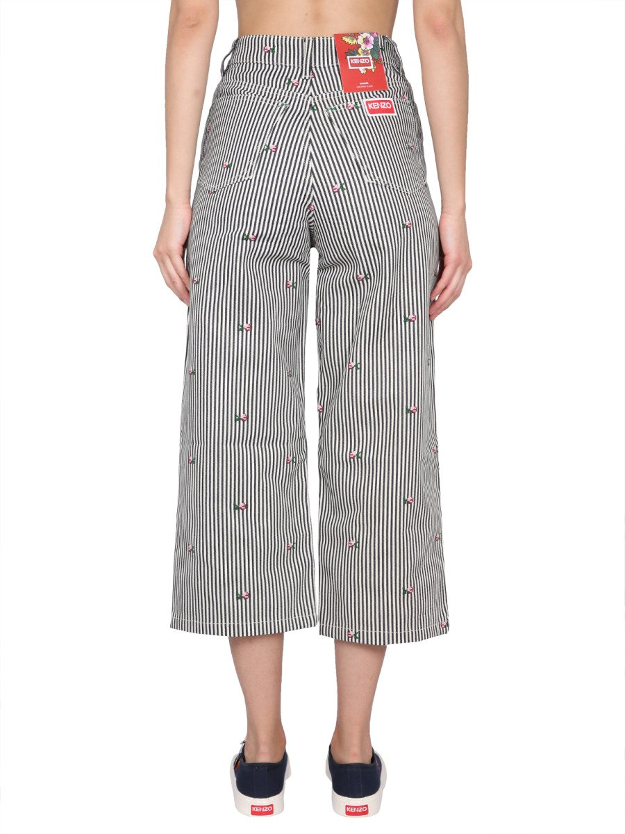 Cropped Striped Jeans