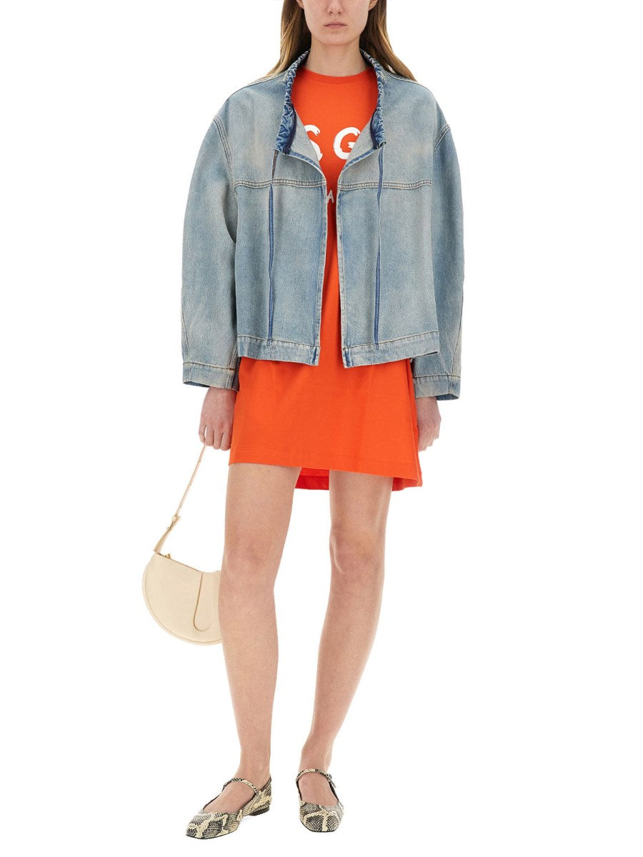 Oversized Tie-Neck Denim Jacket