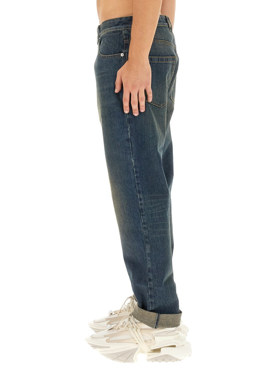 Straight Jeans with Turn-Ups in Vintage Wash