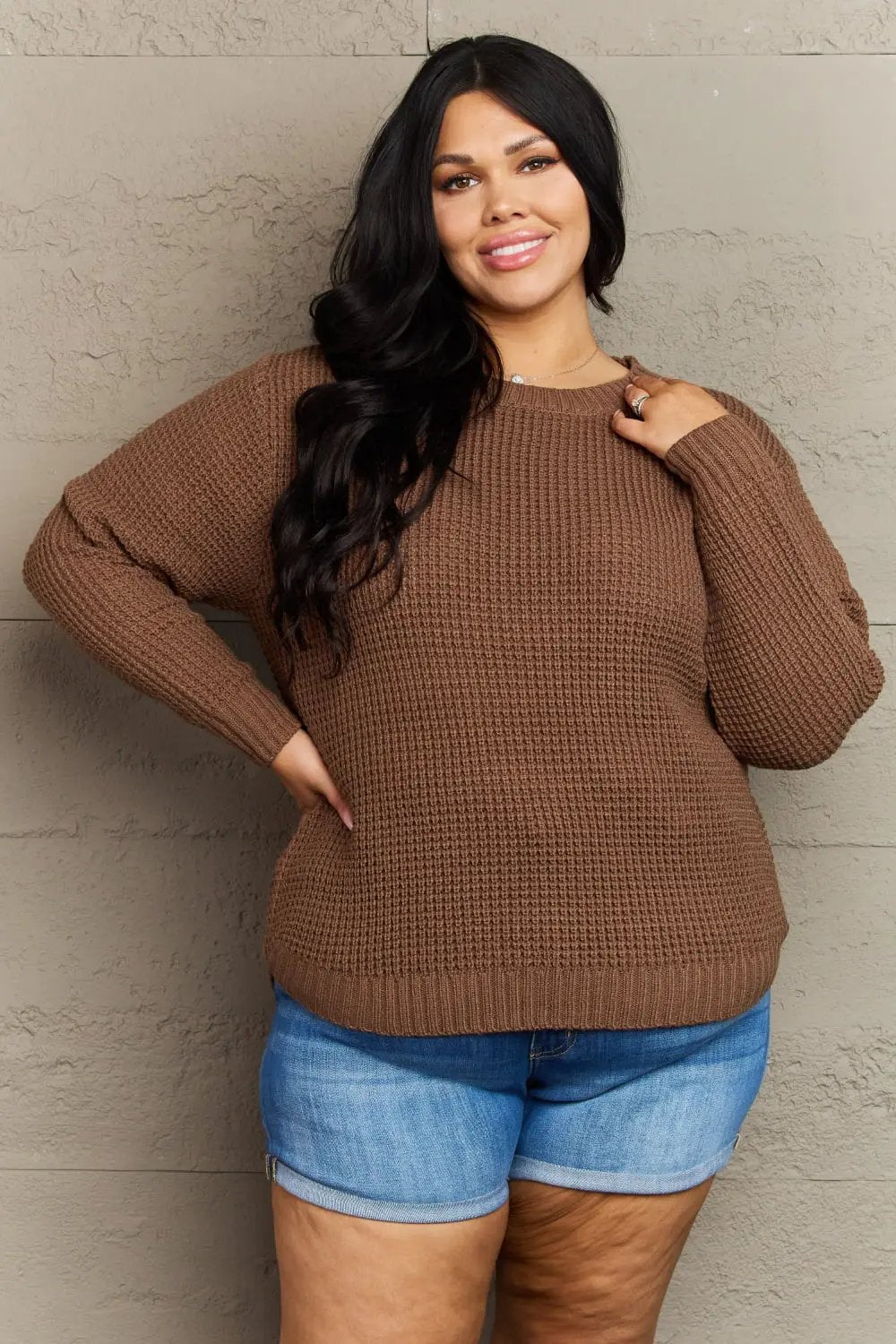 Trendsi closeout - Trendsi Plus size high-low sweater by Zenana