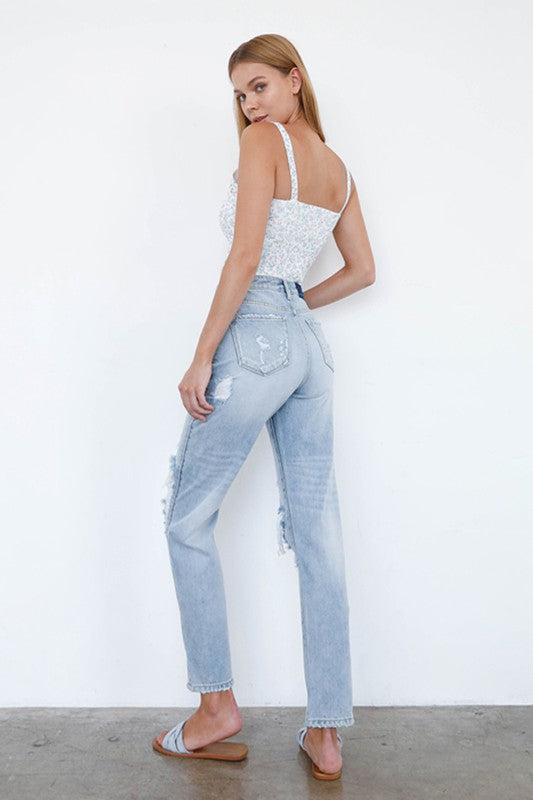 High Waist Ripped Loose Fit Jeans
