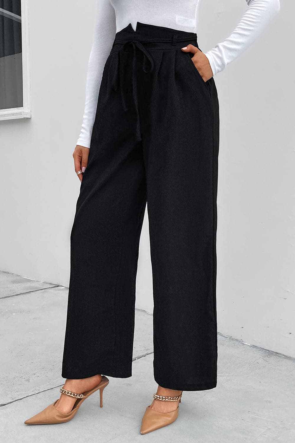 Trendsi High Waist Wide Leg Women's Pants Casual Trousers Chic & Trendy