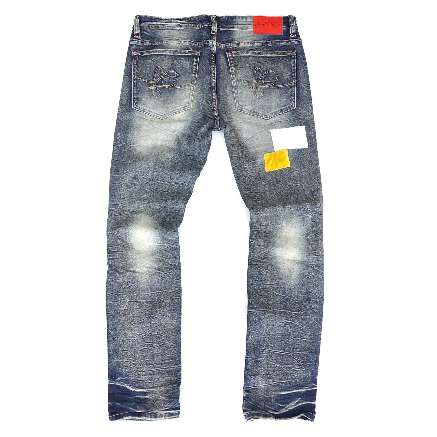 F1715 Frost Patchwork Denim Shredded Jeans - Dirt