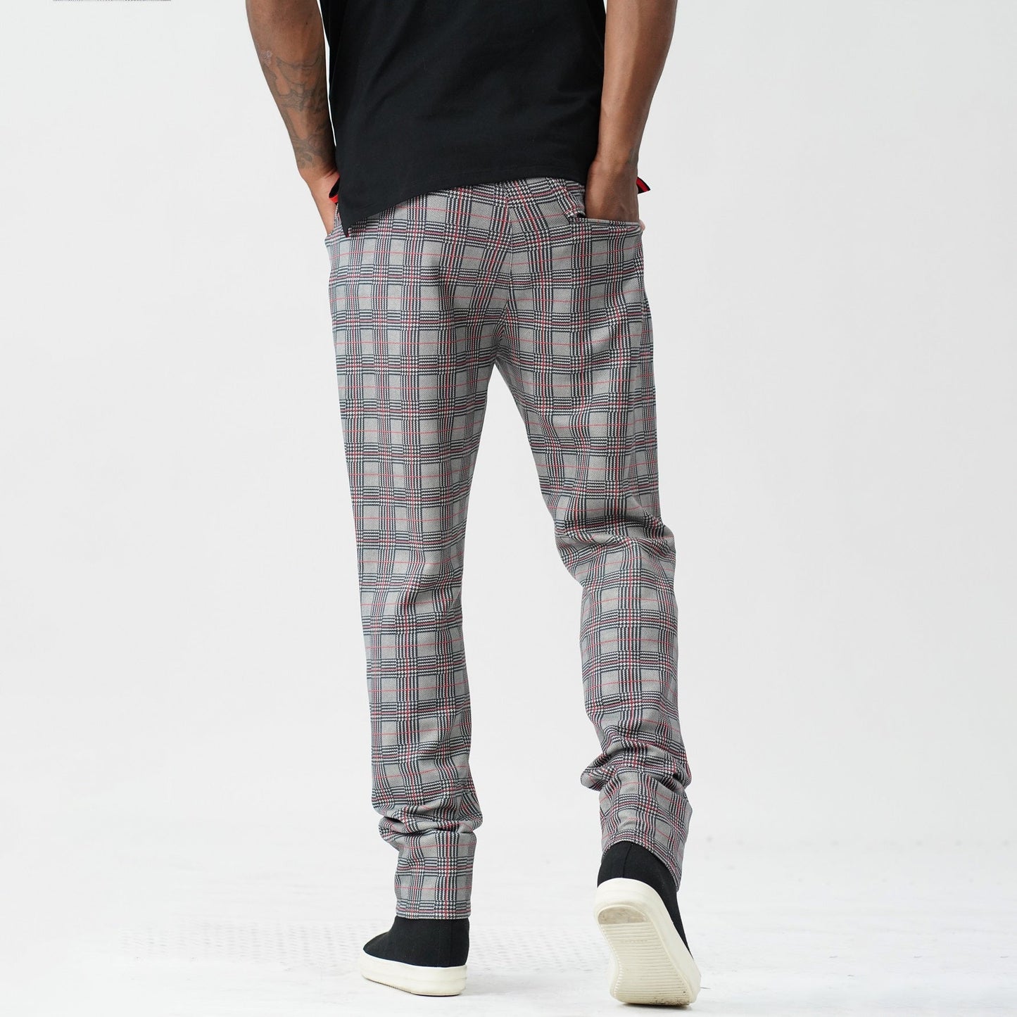M1931 Vercelli Plaid Suede Pants - Black