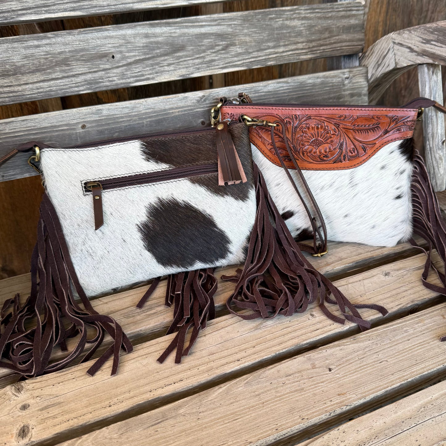Tooled Cowhide Cross Body