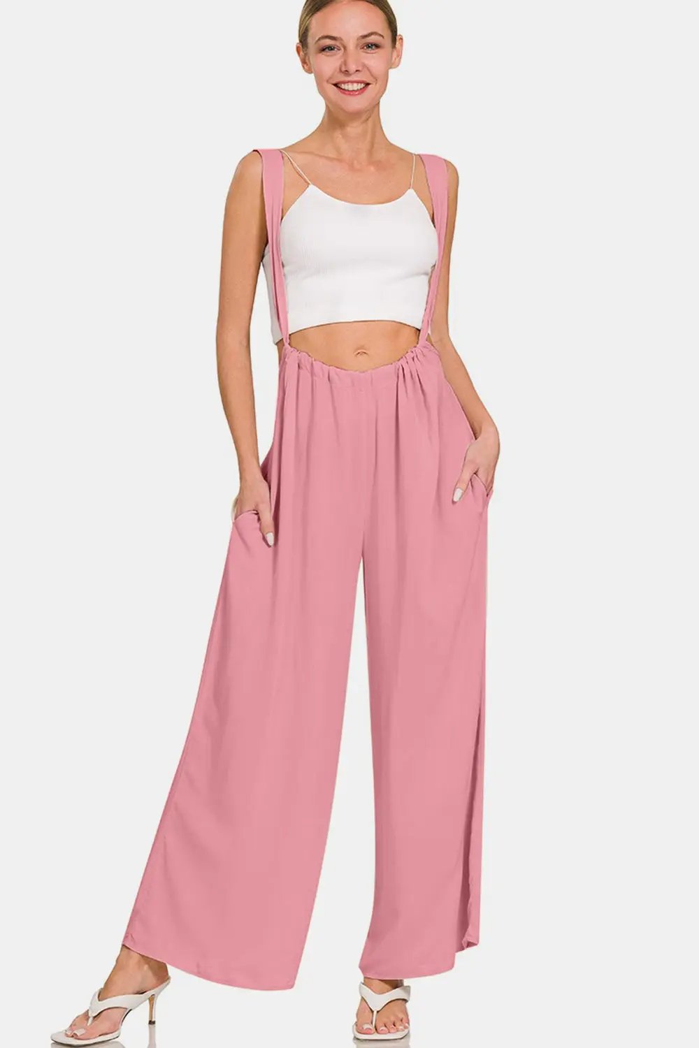 Trendsi TIKTOK - Chic Zenana wide leg overalls with pockets and ruched