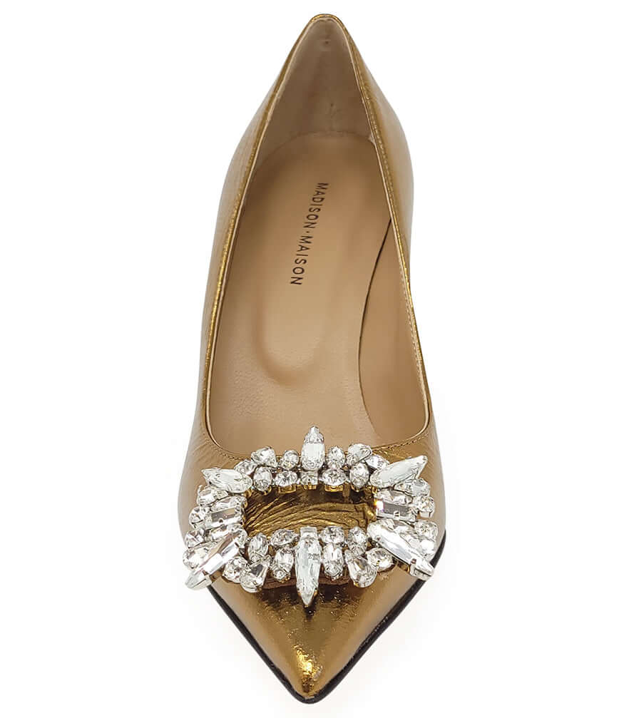 Bronze Leather Kitten Heel Pump