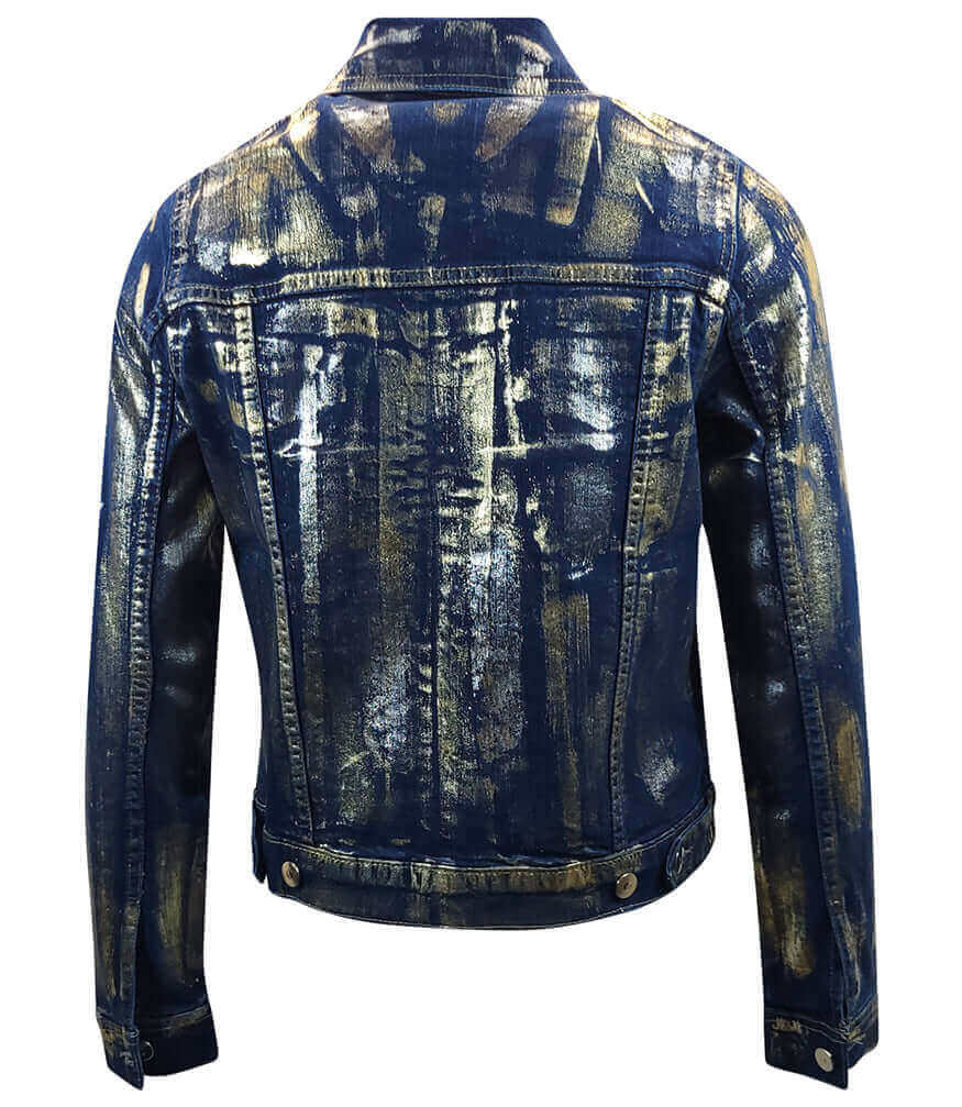 Dark Blue/Brown Cotton Slim Jean Jacket