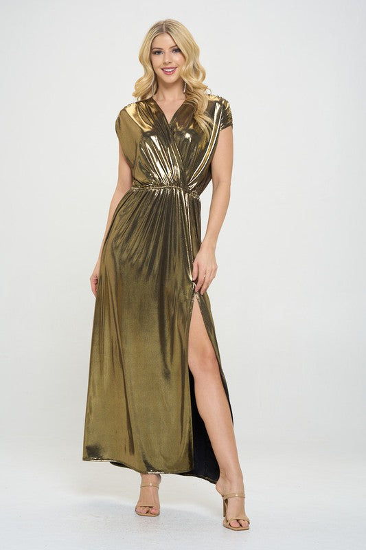 Made in USA Sleeveless Metallic Maxi Dress