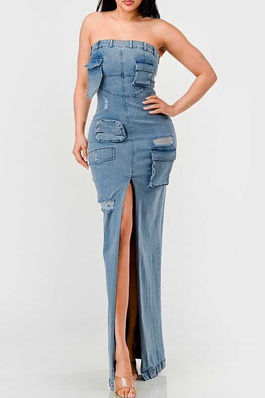 Urban Chic Denim Gown - Denim / M Urban Chic Denim Gown - Denim / M