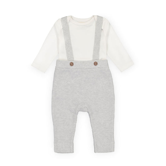 Organic Knit Bodysuit and Sweater Overall Set