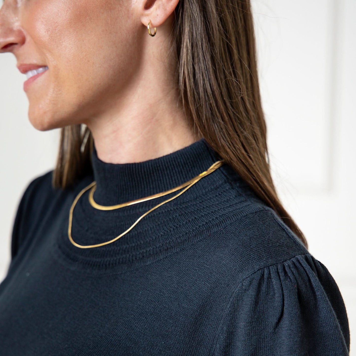 Mock Neck Puff Sleeve Sweater Dress