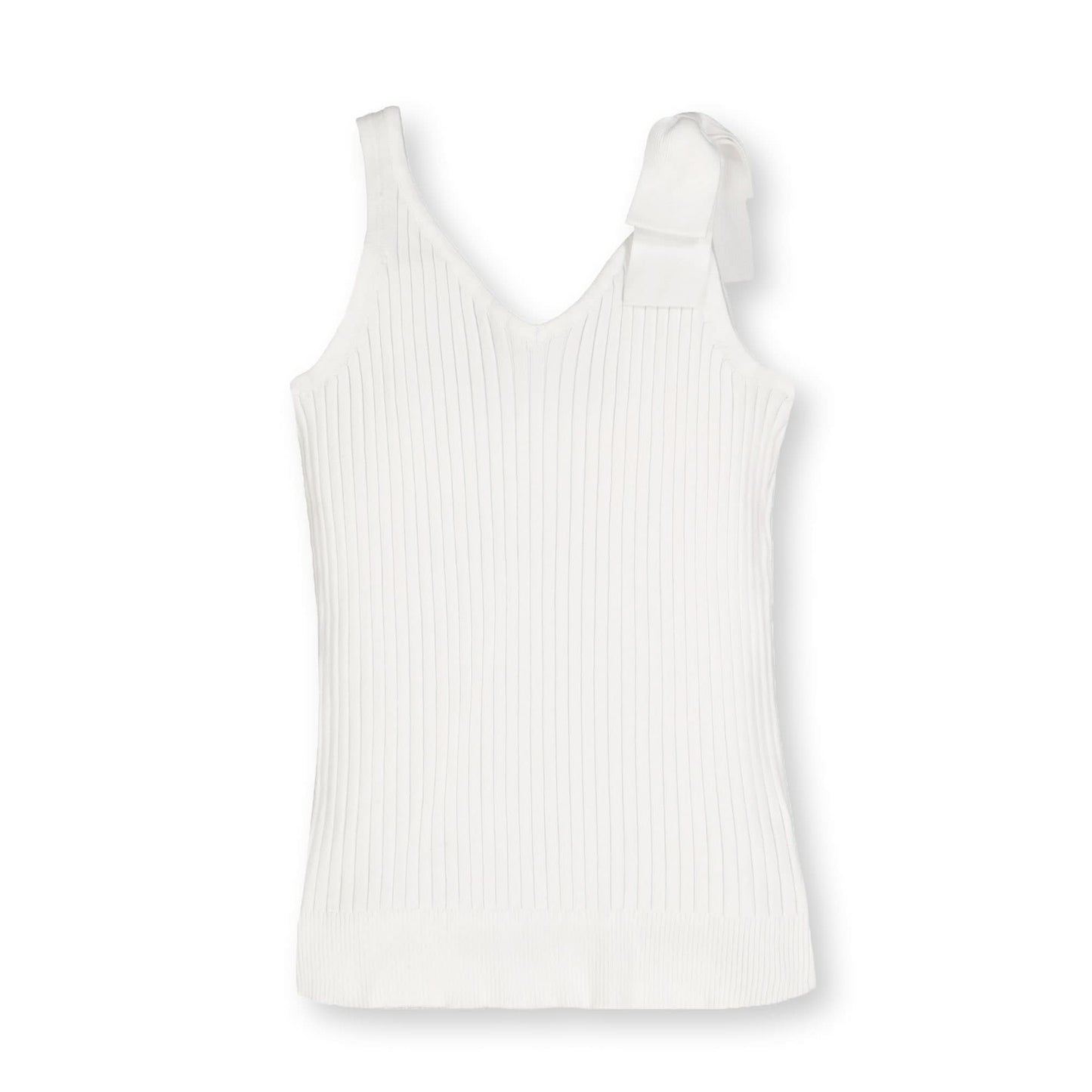 V-Neck Rib Knit Tank with Bow