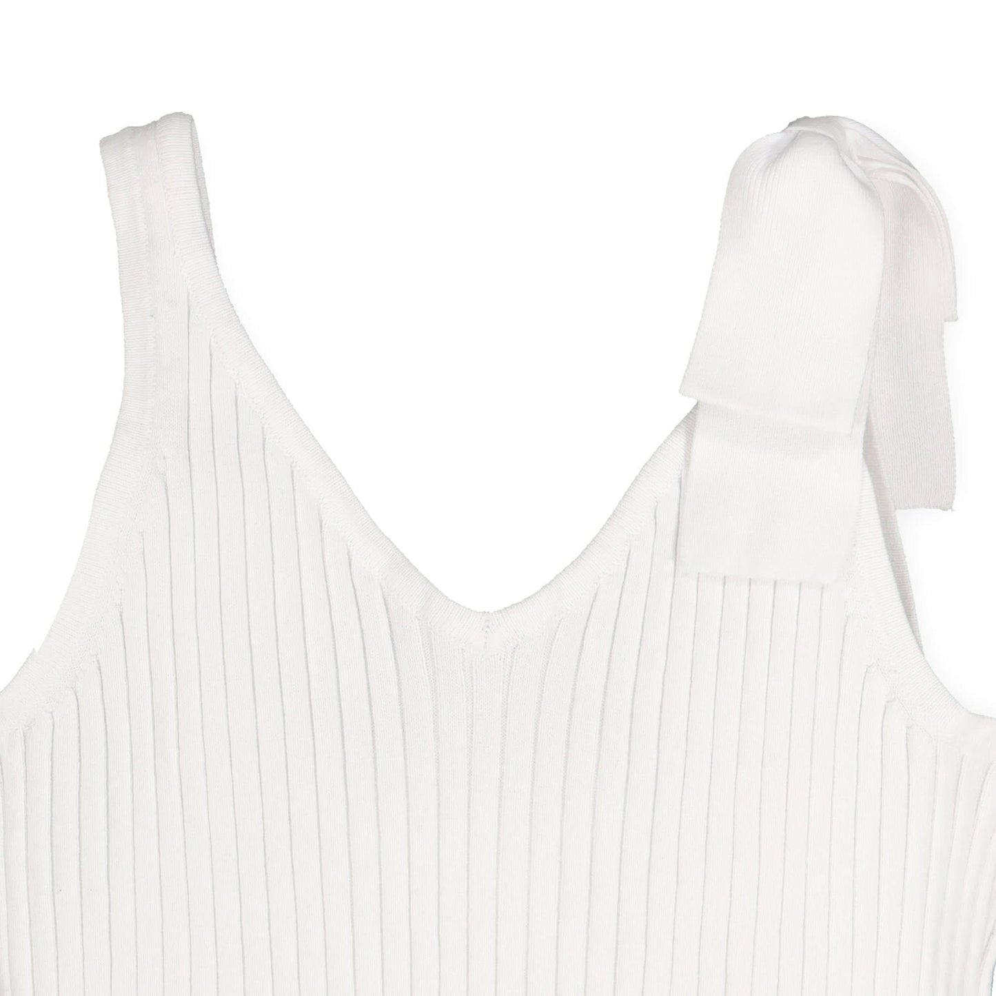 V-Neck Rib Knit Tank with Bow
