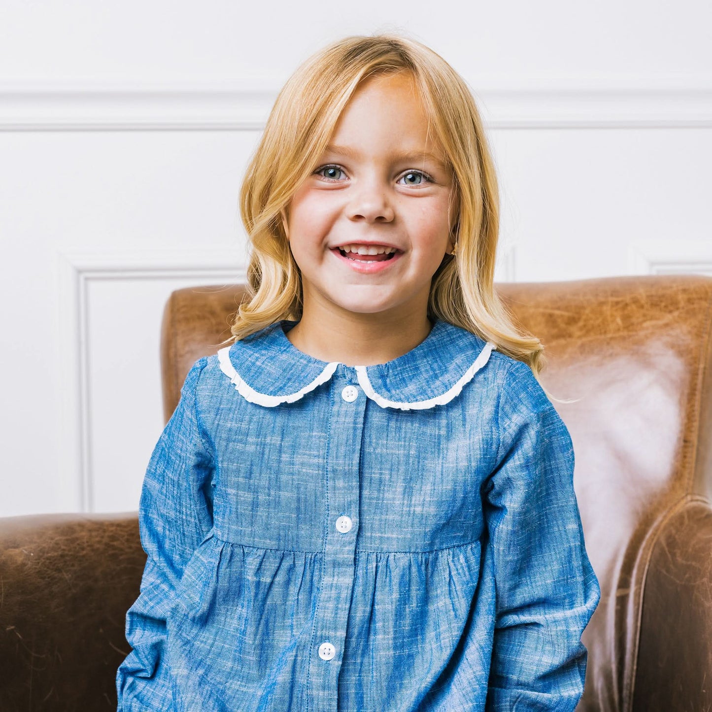 Button Front Organic Chambray Dress