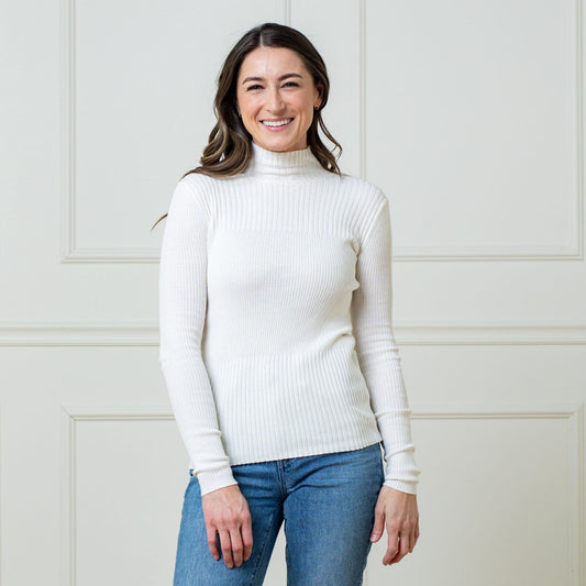 Mock Neck Rib Knit Sweater