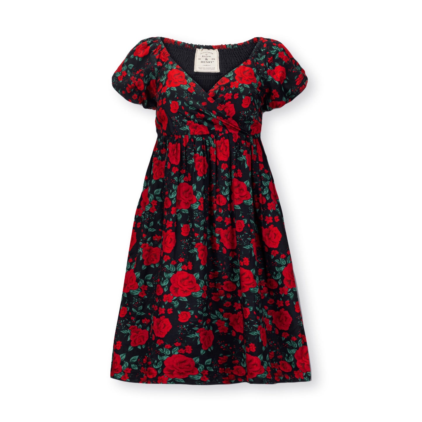 Puff Sleeve Crossover Dress