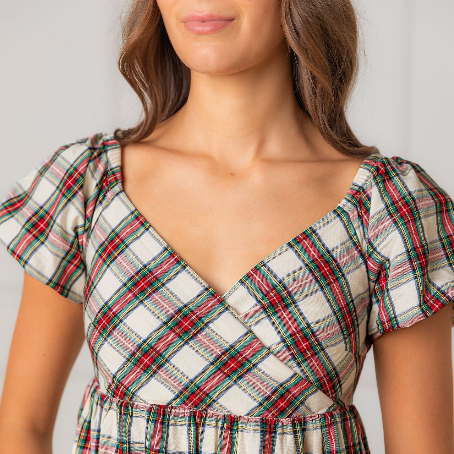 Puff Sleeve Crossover Dress