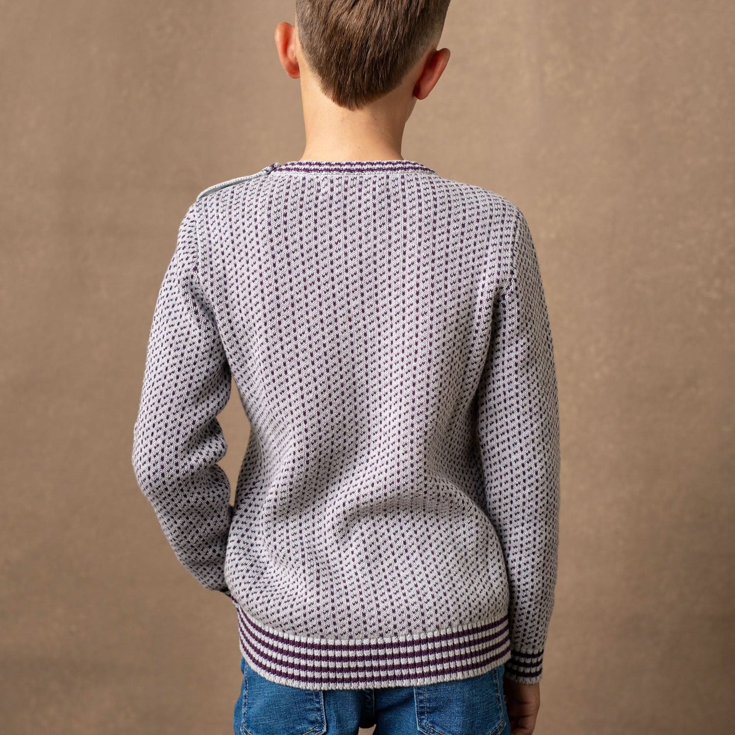 Organic Intarsia Crew Neck Sweater