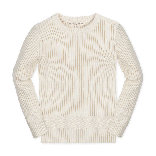 Organic Herringbone Detail Crew Neck Sweater