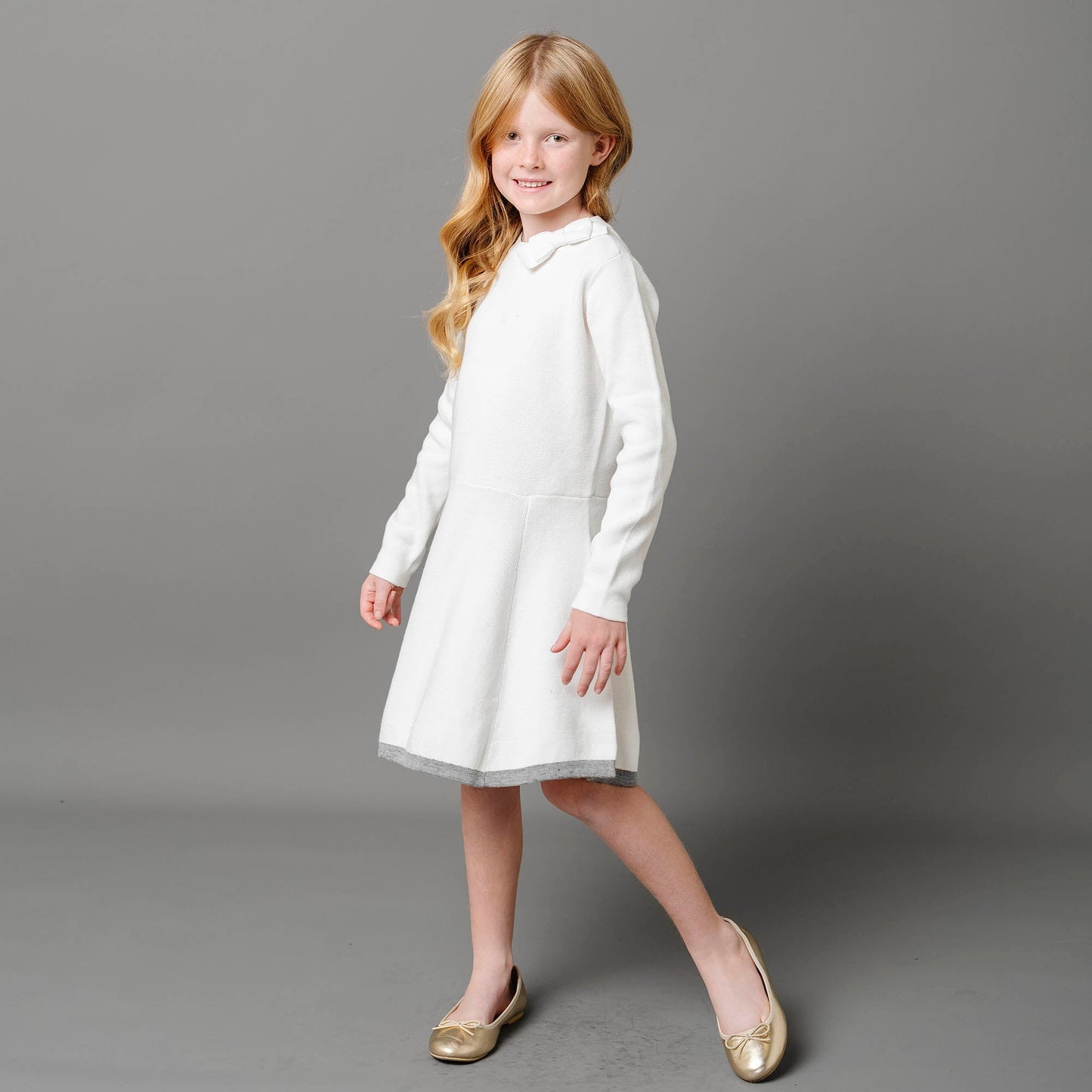 Organic Mock Neck Bow Detail Sweater Dress - Baby