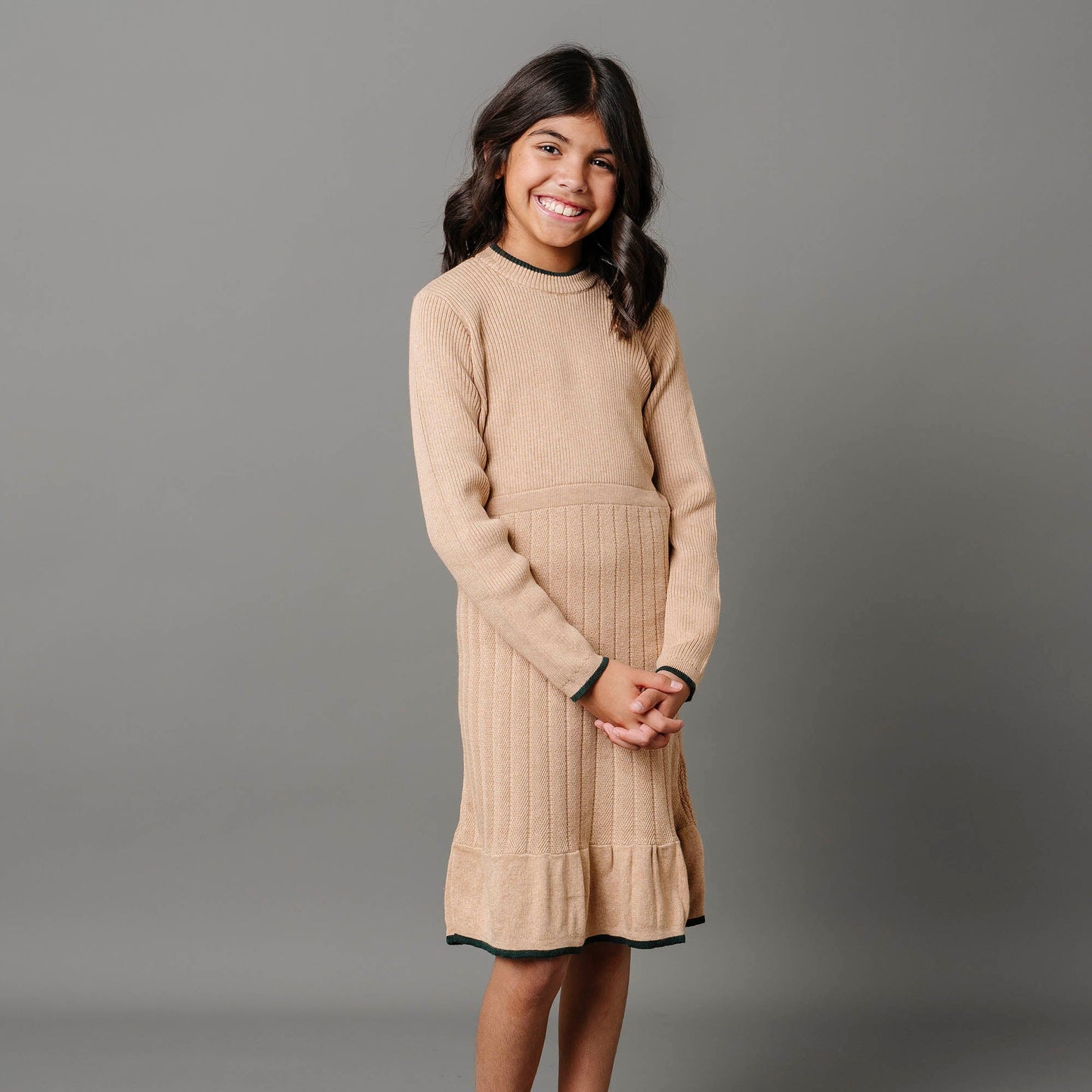 Organic Mock Neck Flounce Sweater Dress