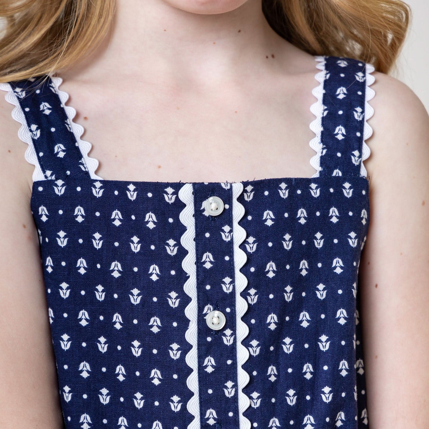 Scallop Trim Button Romper