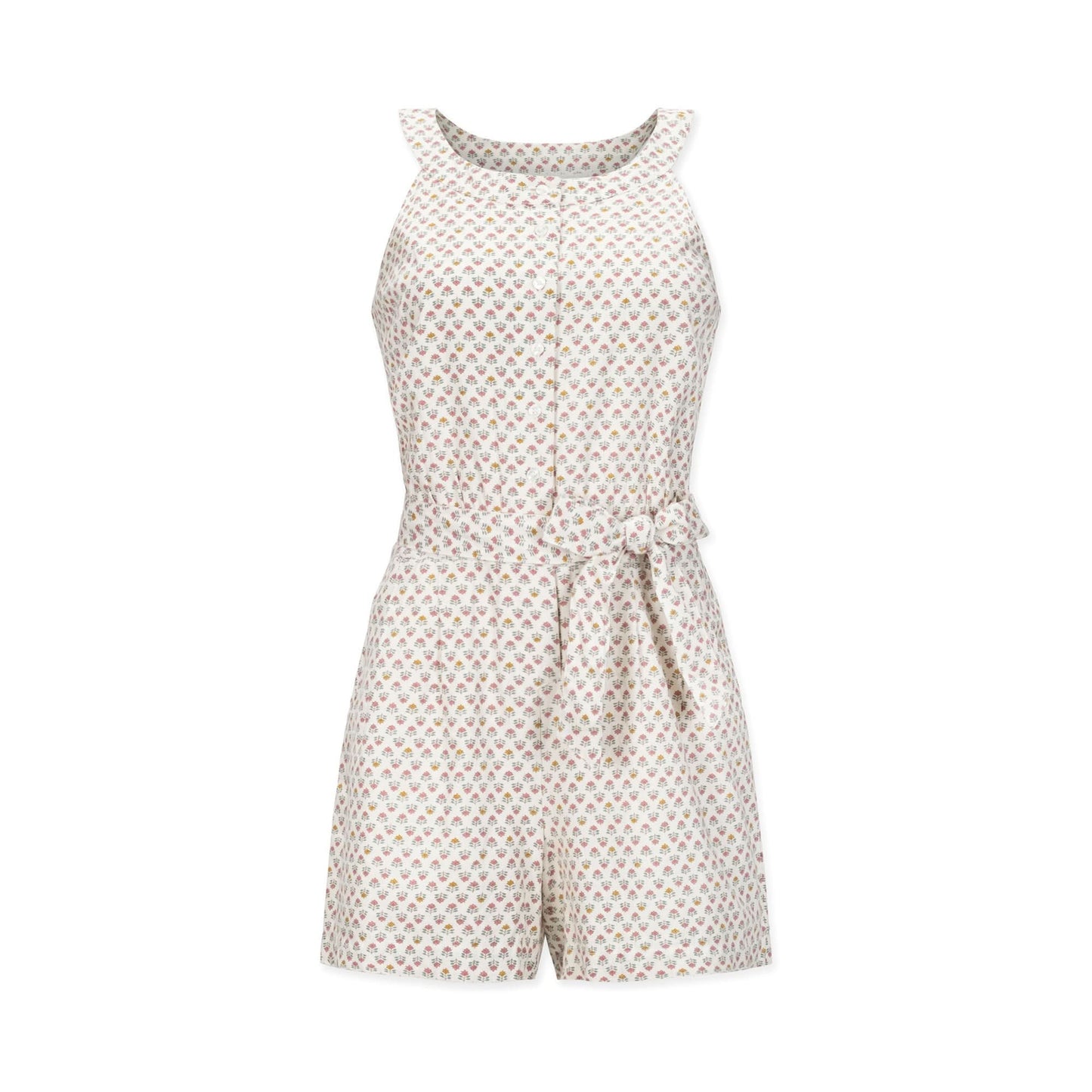 Button Front Halter Romper