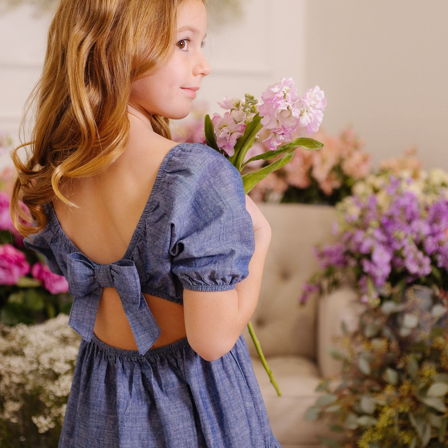 Crochet Trim Organic Chambray Dress - Baby