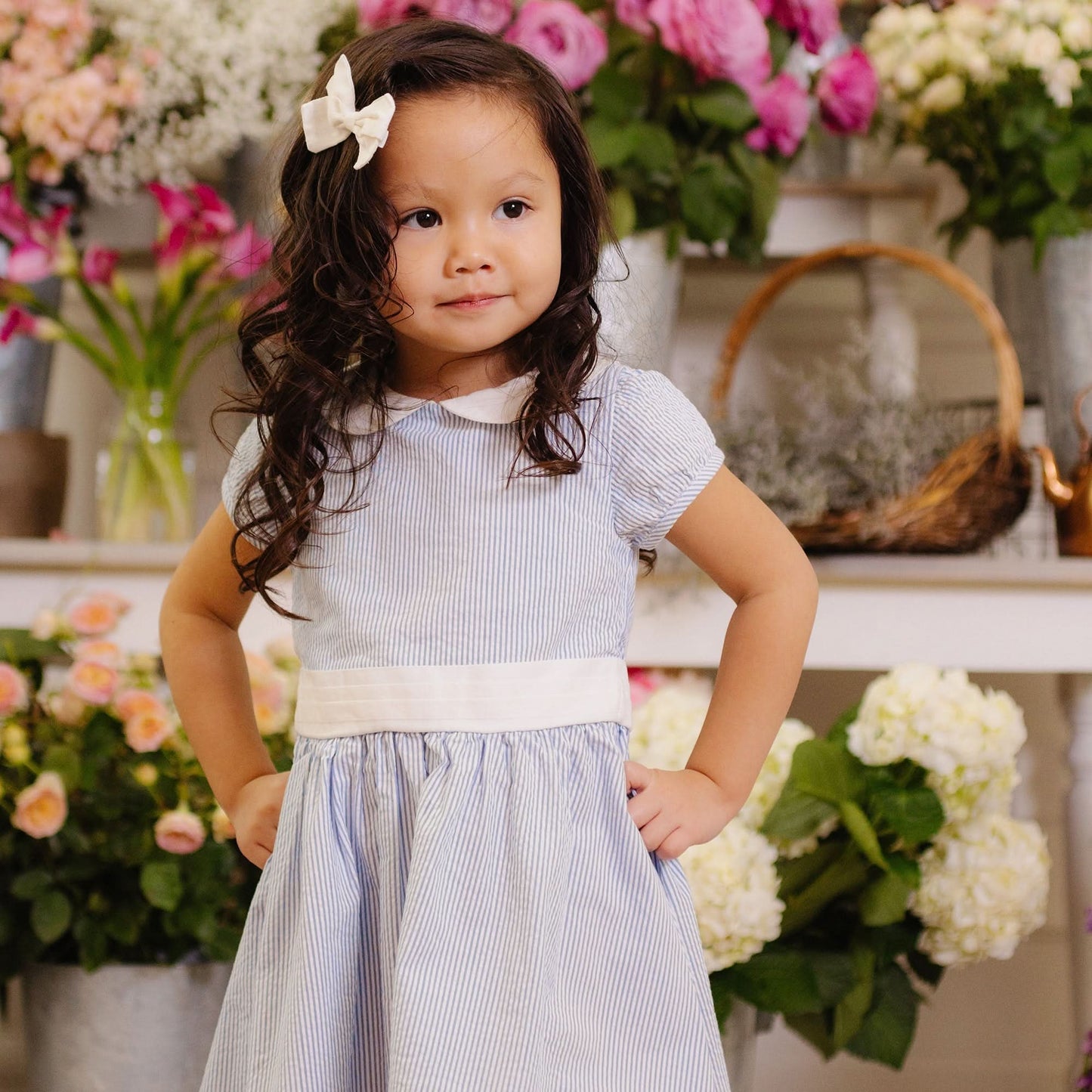 Organic Seersucker Peter Pan Collar Dress - Baby