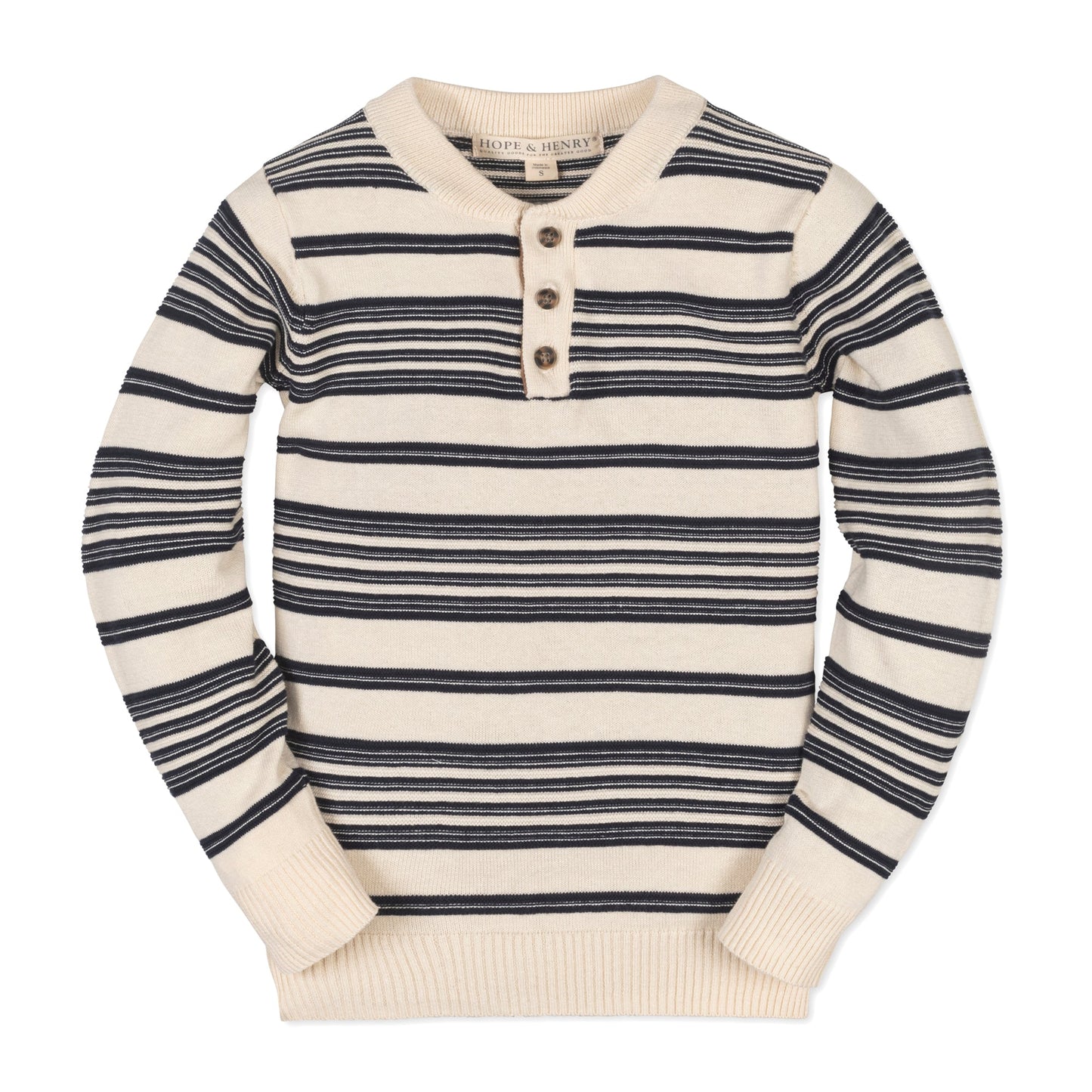 Organic Sweater Henley with Elbow Patches