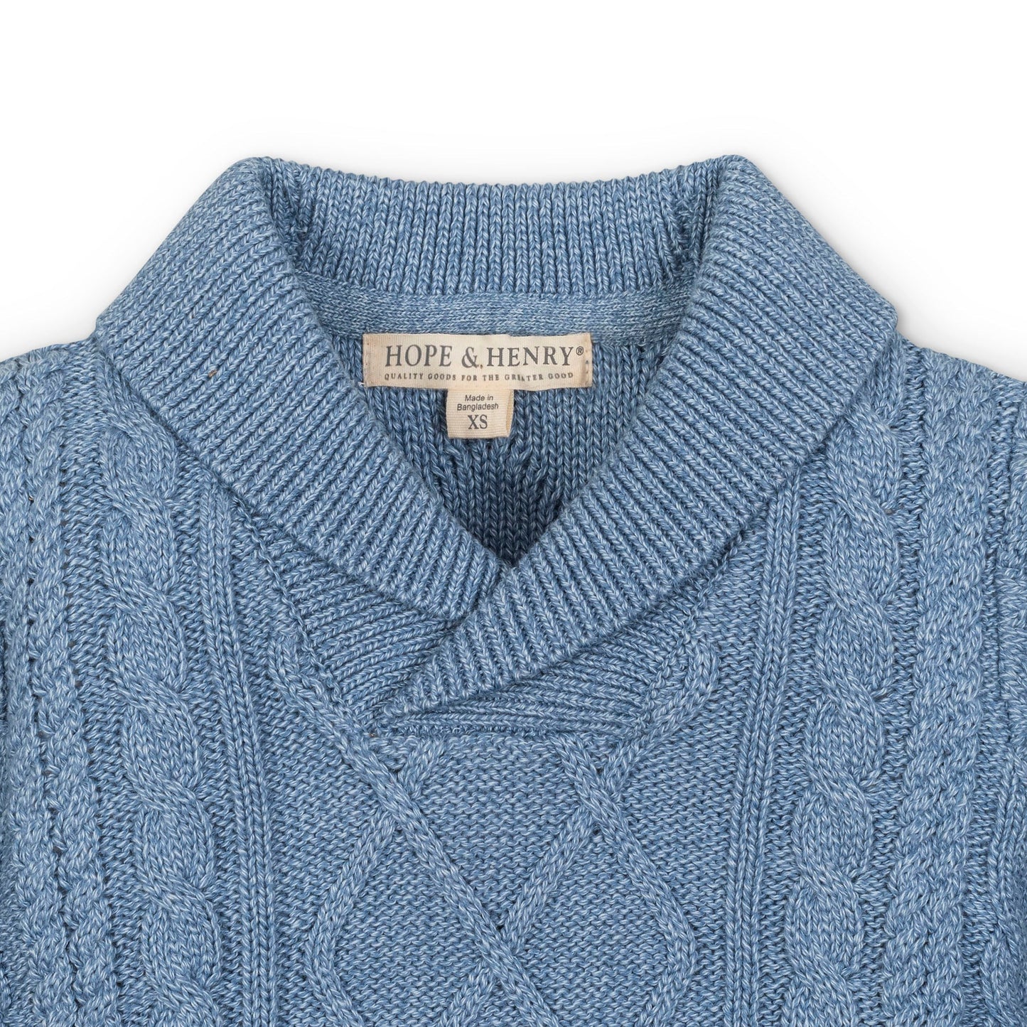 Organic Shawl Collar Cable Sweater