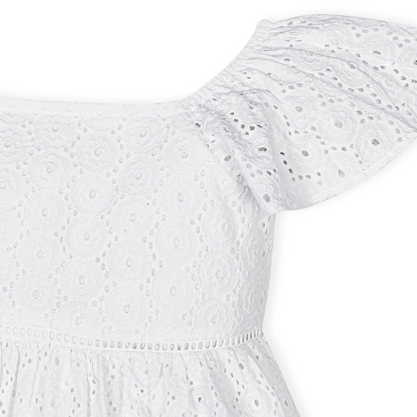 Organic Flutter Sleeve Eyelet Dress