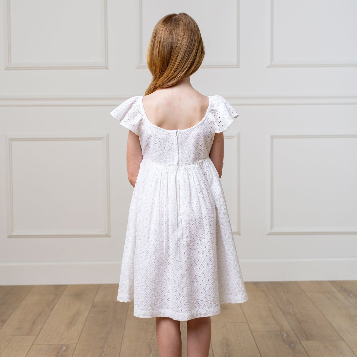 Organic Flutter Sleeve Eyelet Dress