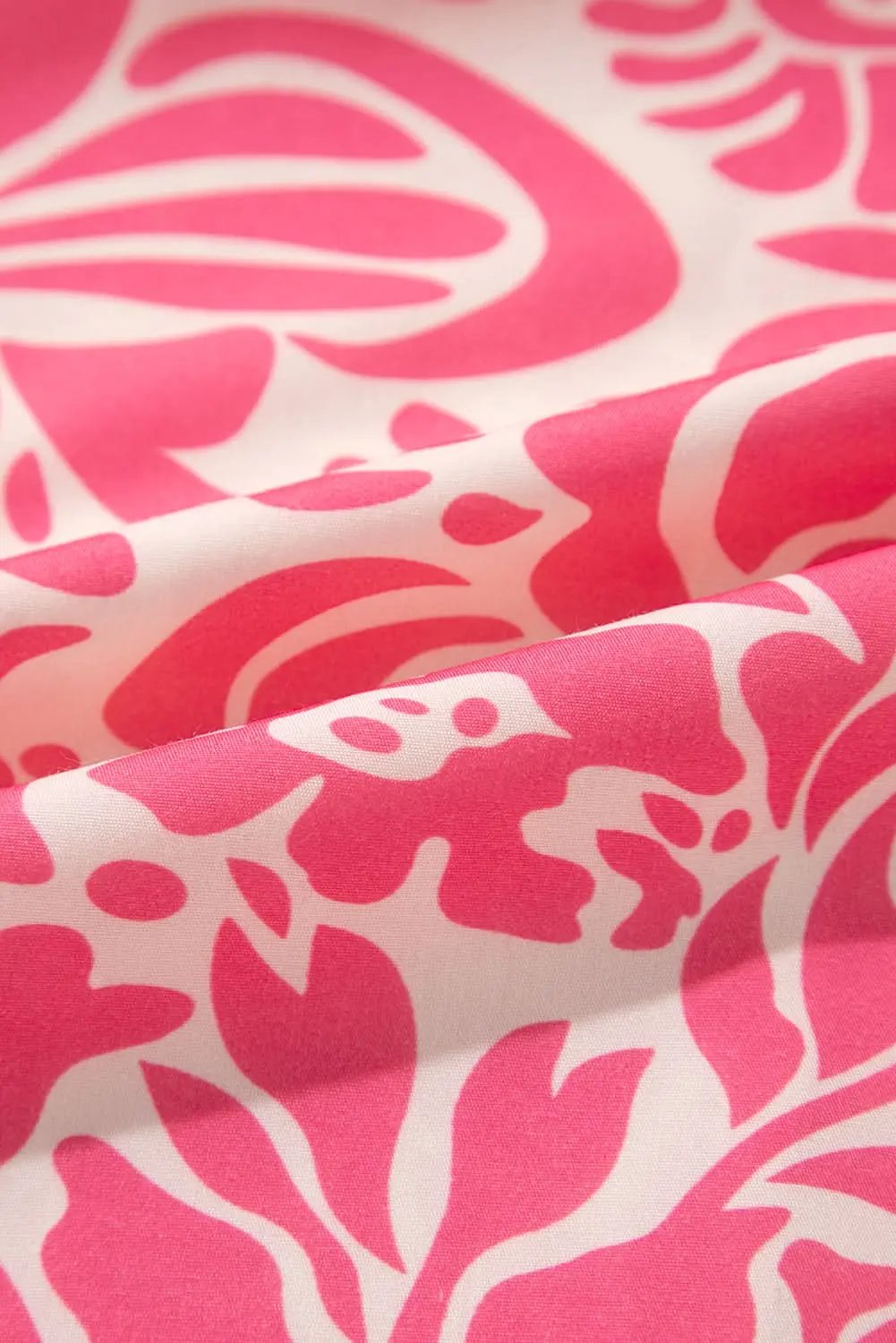 Love Salve Pink Floral Top Women's Plus Size Daily Wear Blouse Frilled Neck, Puff Sleeve