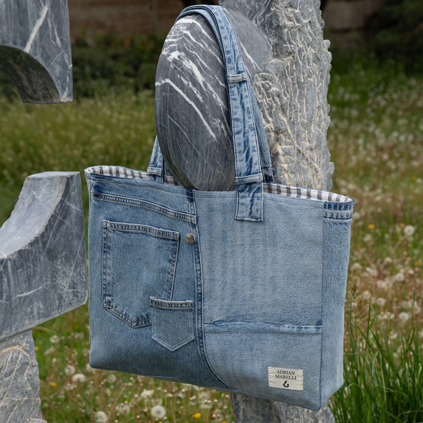 Brooklyn Heritage Tote / Recycled Denim White