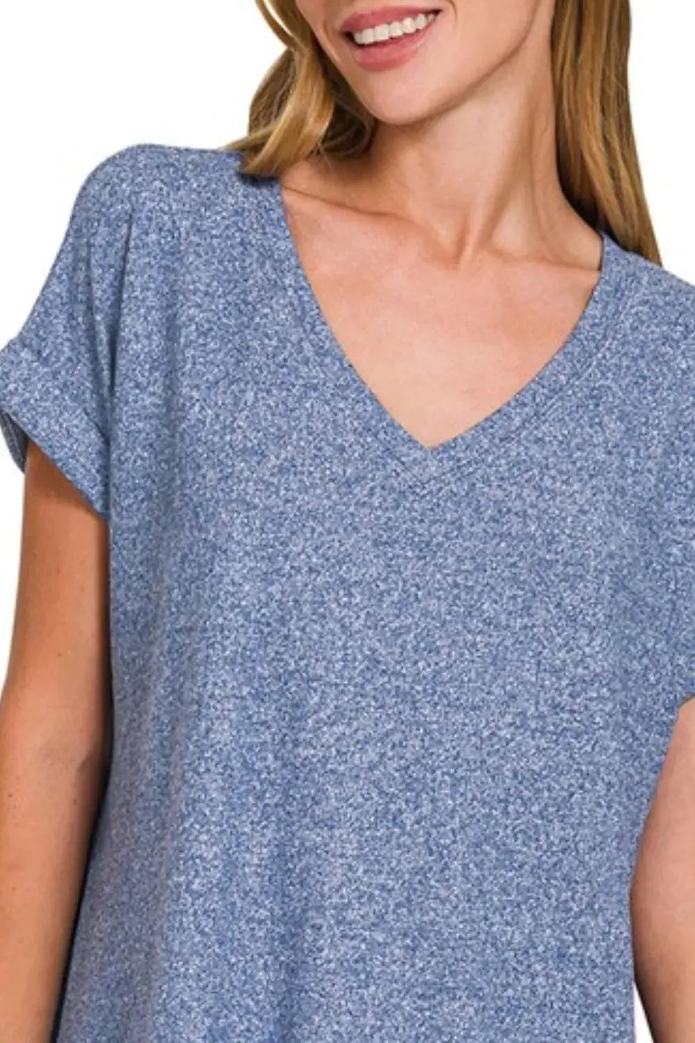 Women's V-Neck Tee - Soft Hacci Knit - Casual Everyday Style