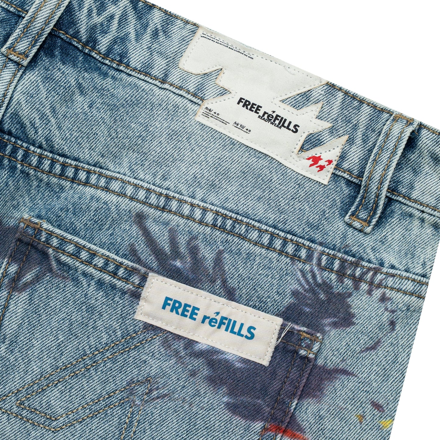 Graffiti Jorts - Blue Wash