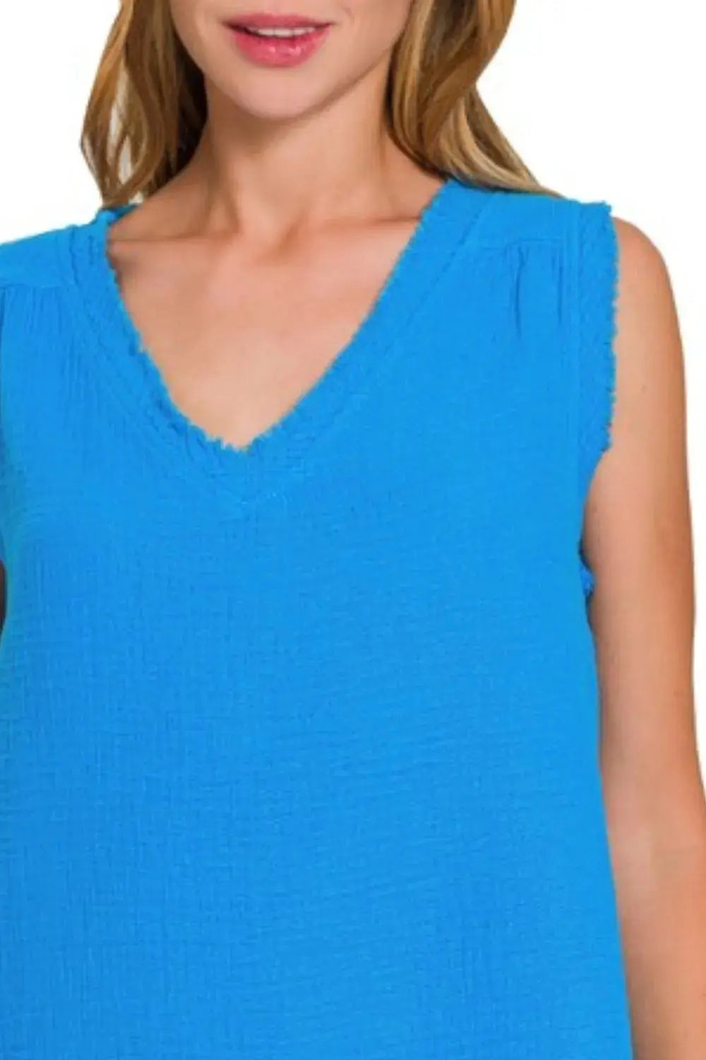 Gauze Tank Top - Lightweight USA Made - Casual V-Neck